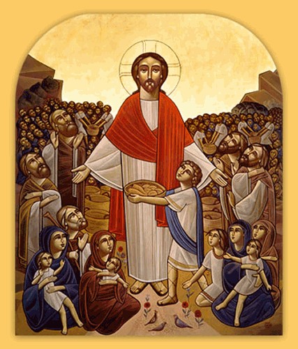 Christ feeding the multitude (Coptic icon)