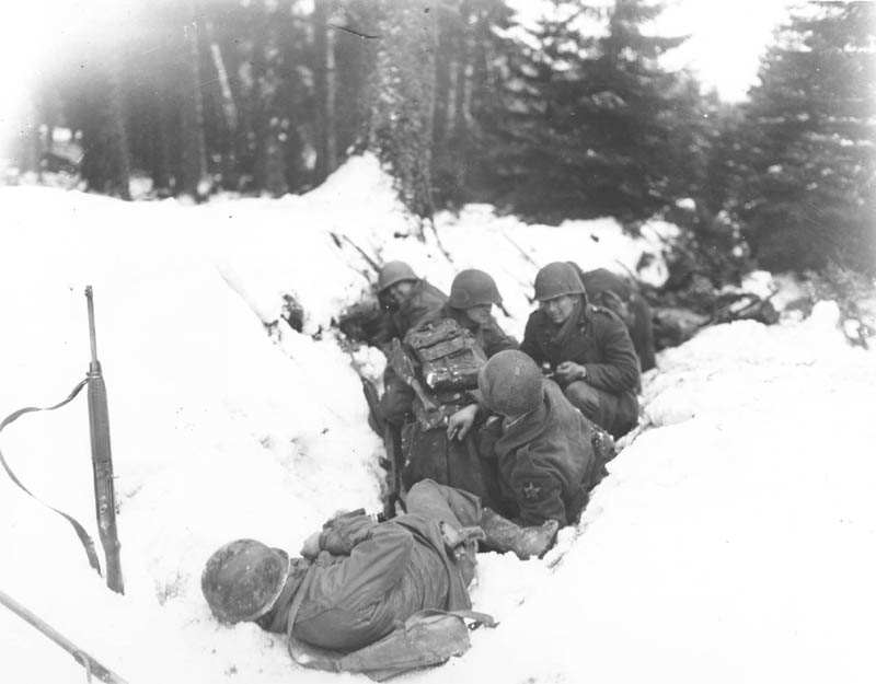 Soldiers in a Foxhole World War II near Krinkelt, Belgium