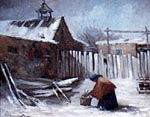 Woman Gathering Wood in the Snow