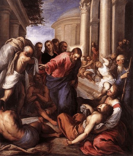 Healing of the Paralytic at Bethesda by Palma Giovane, 1548-1628
