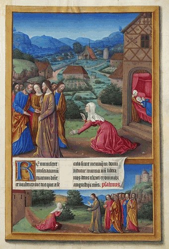 Healing of the Syrophonecian's Daughter, Les Tres Riches Heures - du duc de Berry 15th Century
